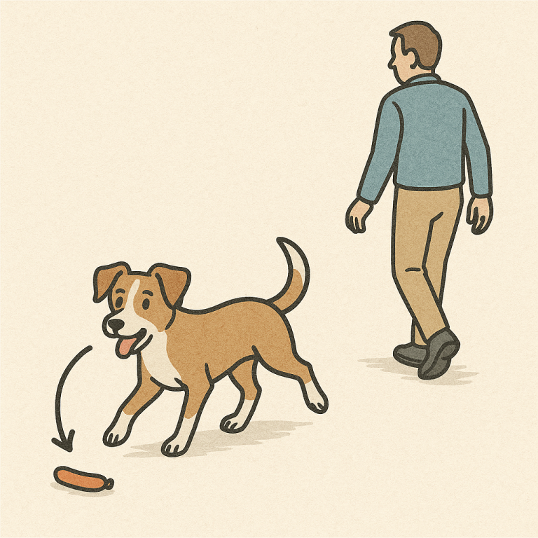 Hund mit Spielzeug und Mensch