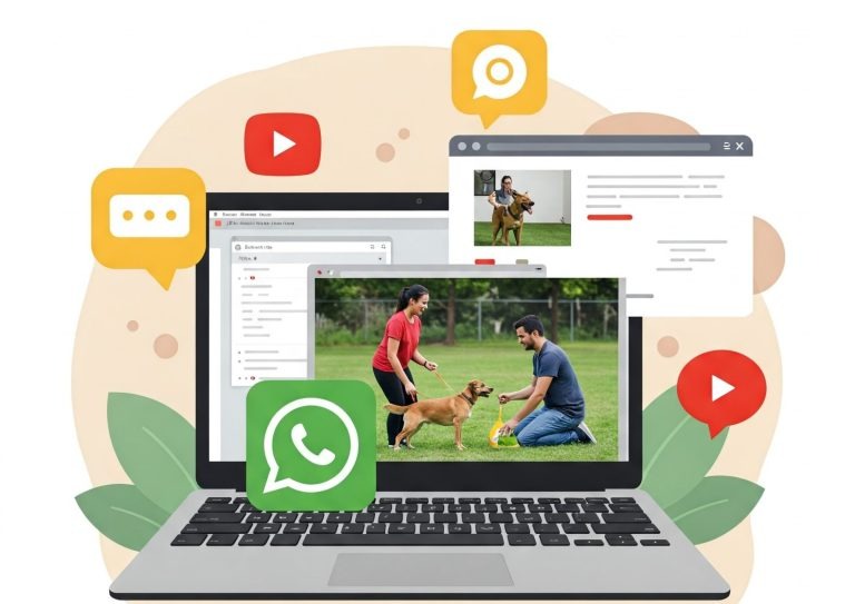 Laptop mit Kommunikationssymbolen